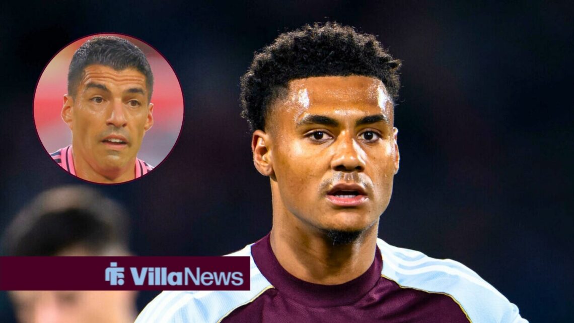Aston Villa striker Ollie Watkins and Luis Suarez in circular inset