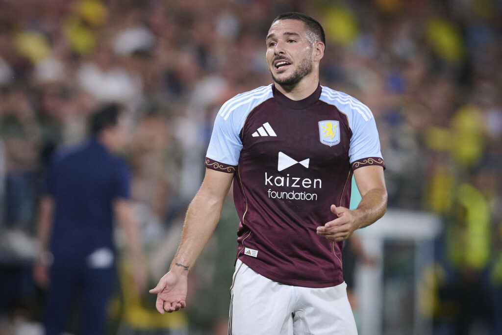 Emi Buendia looking frustrated playing for Aston Villa