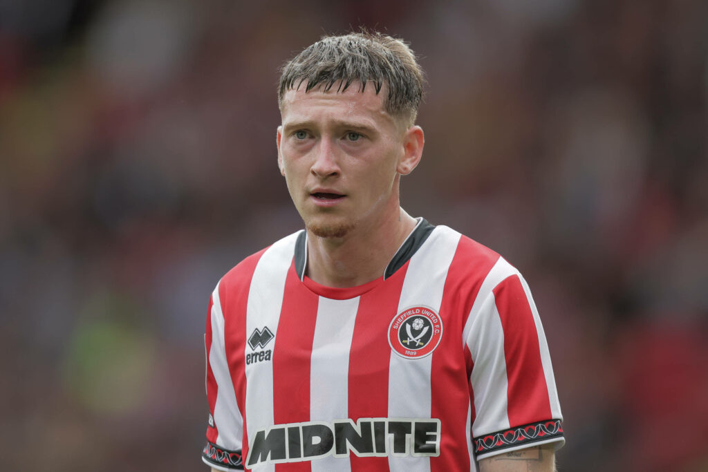 Louie Barry looking concerned for Sheffield United