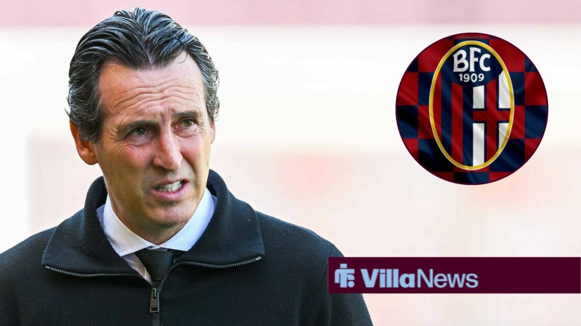 Unai Emery with Bologna badge in circular inset.