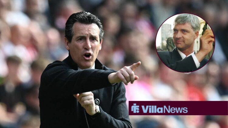 Unai Emery pointing to Brian Little in circle