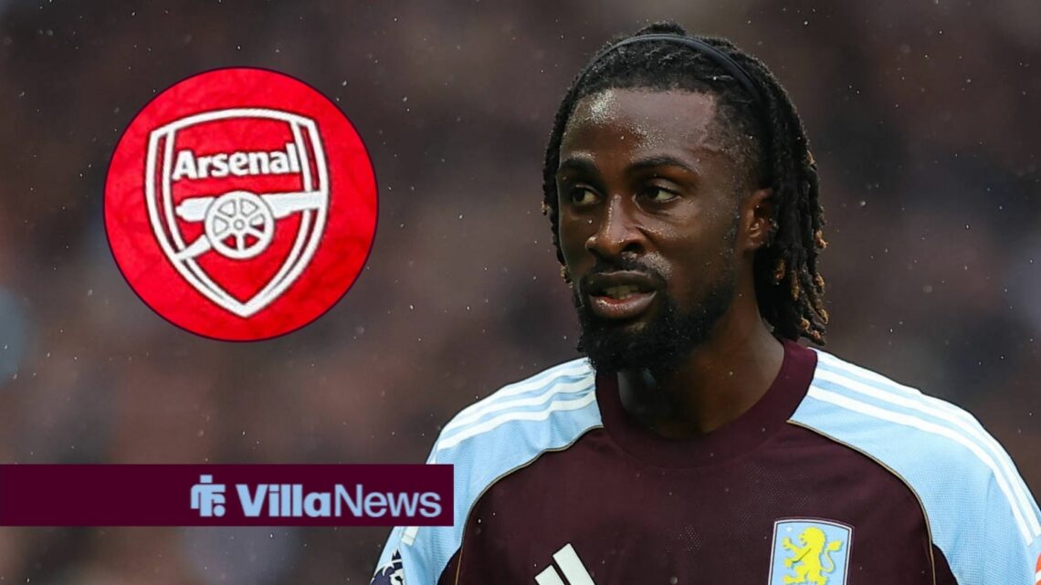 Evann Guessand looking annoyed playing for Aston Villa