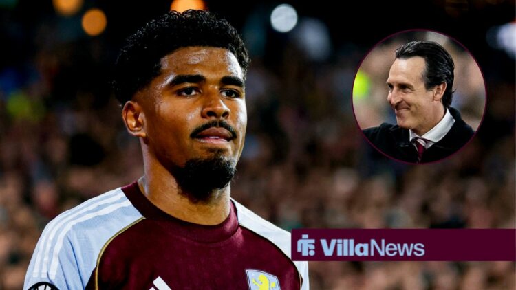 Ian Maatsen alongside a circle inset of Unai Emery.