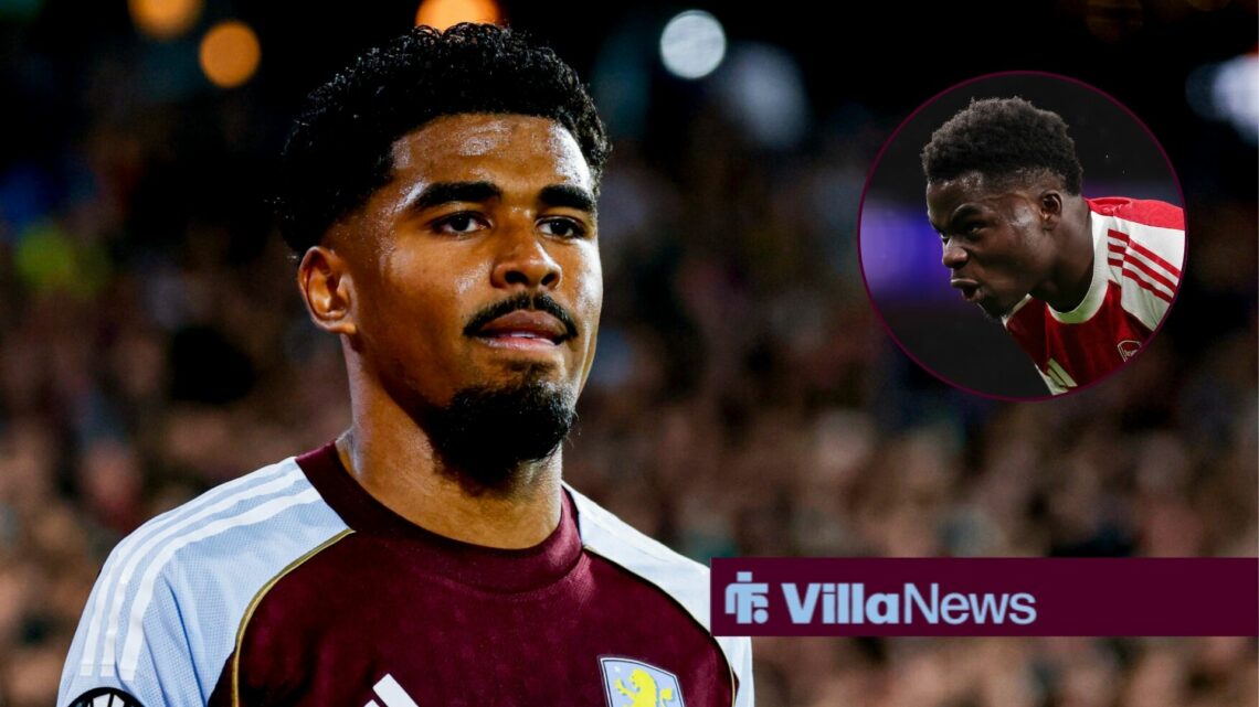 Ian Maatsen alongside a circle inset of Bukayo Saka.