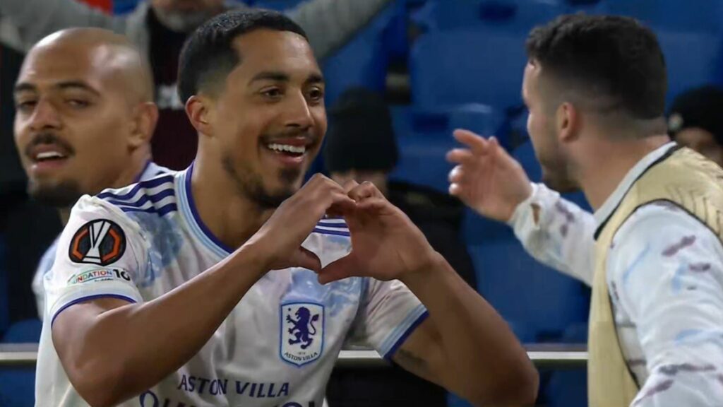 Youri Tielemans celebrating for Aston Villa