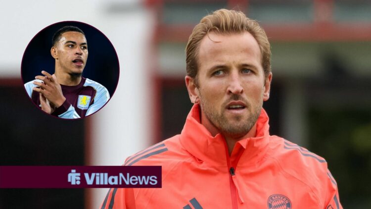 Harry Kane alongside a circle inset of Morgan Rogers.