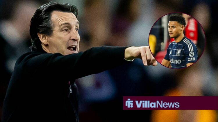 Unai Emery with Ollie Watkins in circular inset.