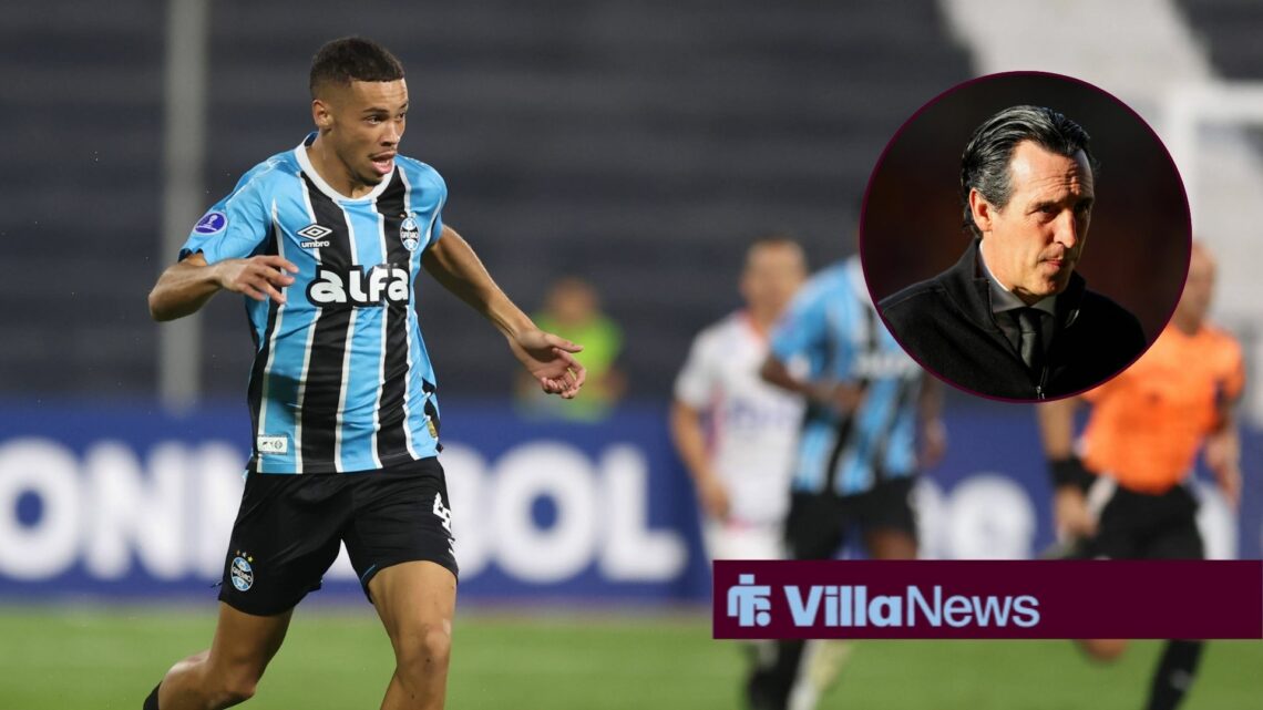 Alysson playing for Gremio with Aston Villa boss Unai Emery inset