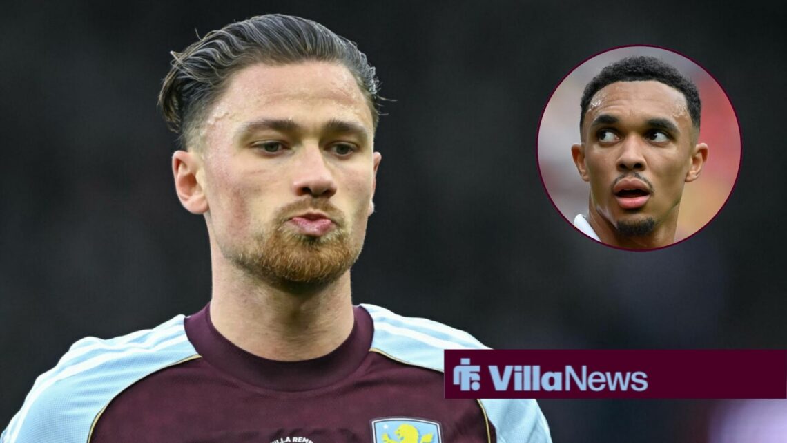 Matty Cash next to Trent Alexander-Arnold