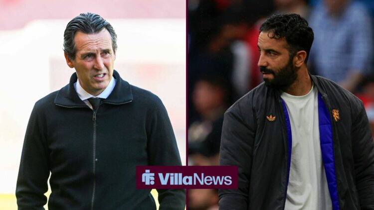 Split image of Aston Villa boss Unai Emery and Man United's Ruben Amorim
