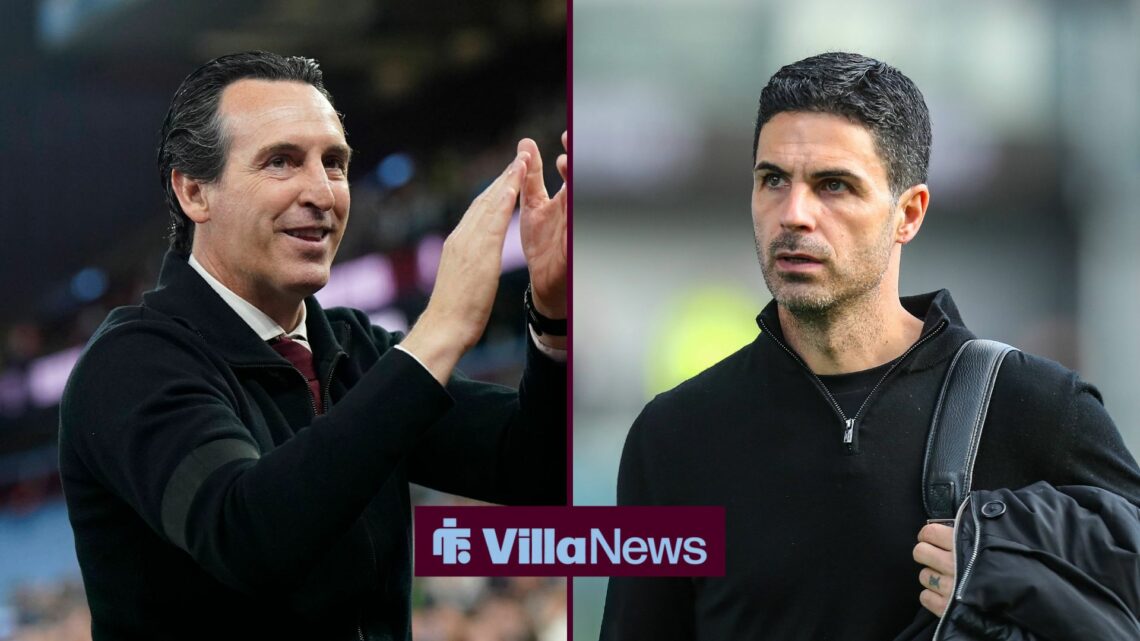 Aston Villa's Unai Emery in a split image with Arsenal's Mikel Arteta