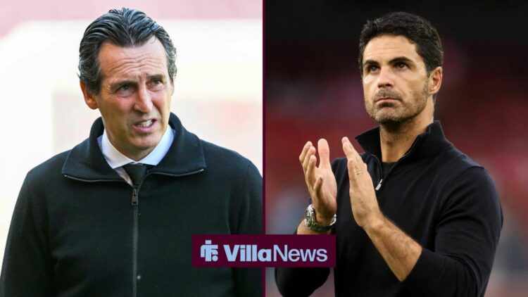 Unai Emery next to Mikel Arteta