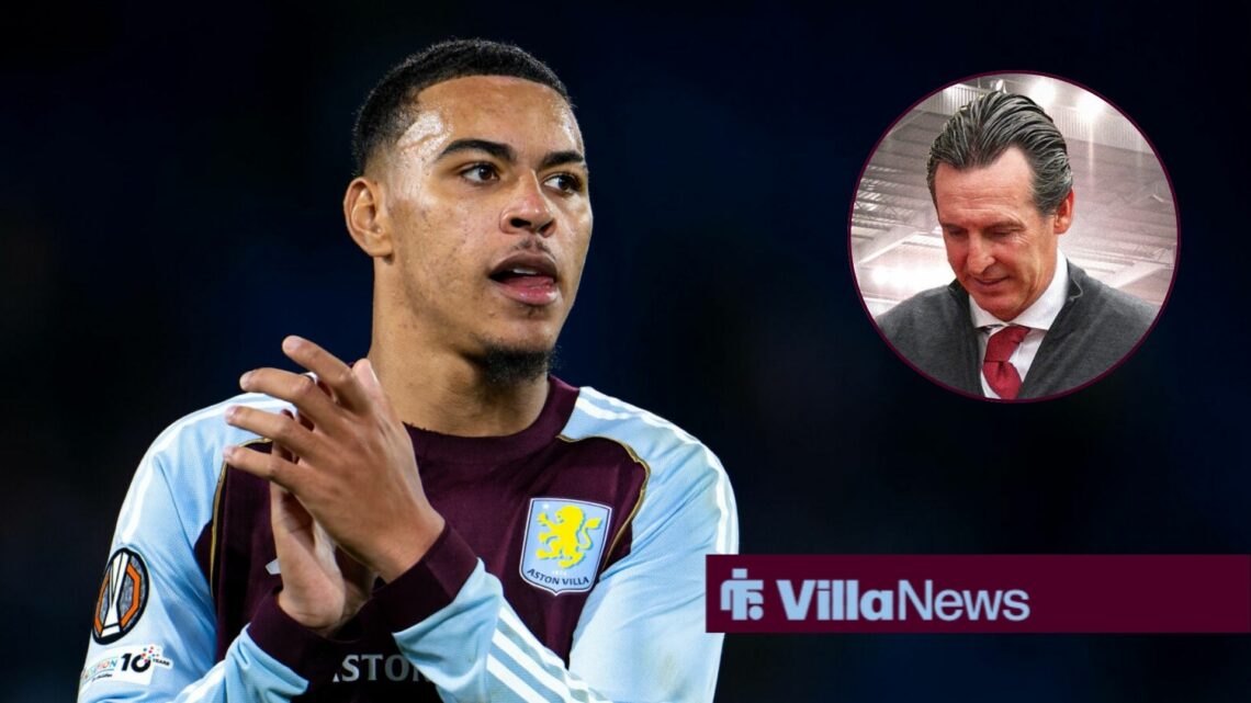 Morgan Rogers next to Unai Emery