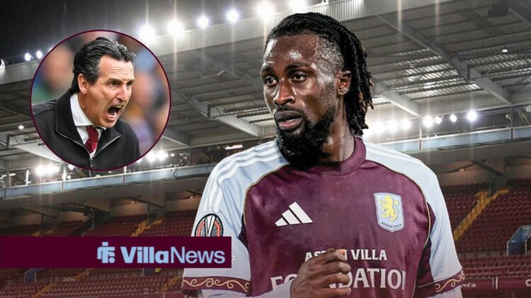 Evan Guessand next to Unai Emery