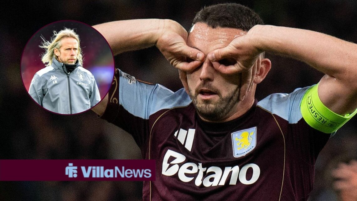 John McGinn with his hands to his face and Austin MacPhee in a circular overlay