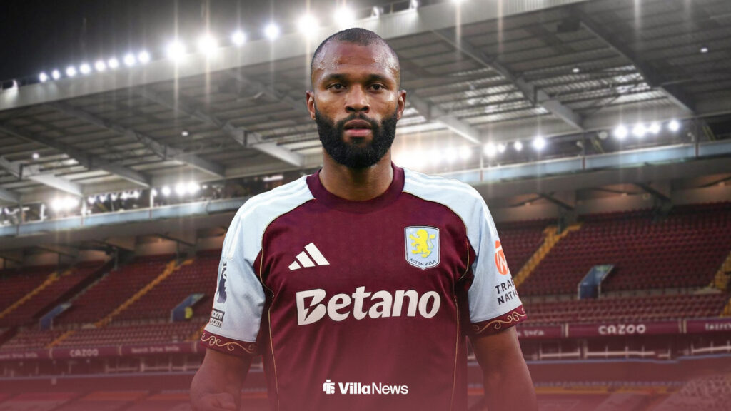 Igor Thiago in an Aston Villa shirt at Villa Park