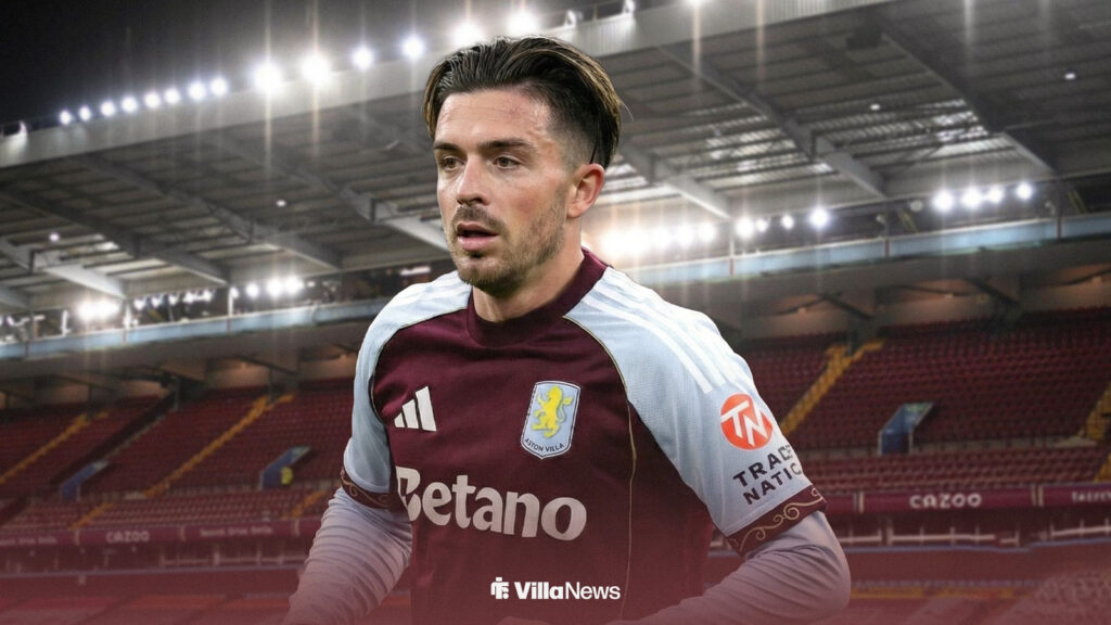 Jack Grealish in an Aston Villa shirt at Villa Park