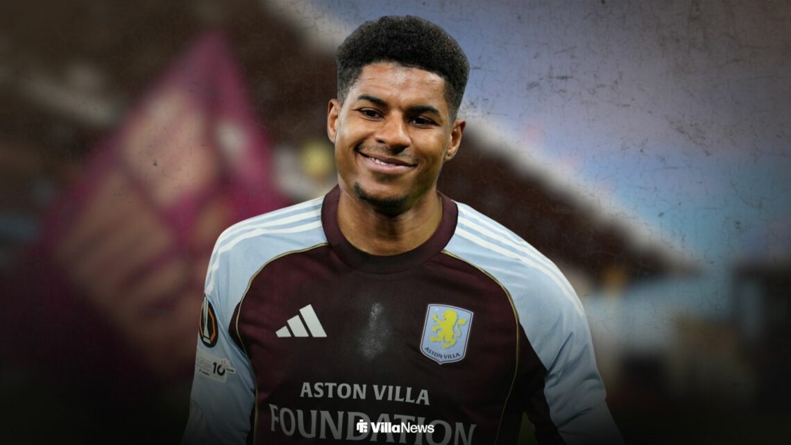 Marcus Rashford in an Aston Villa shirt