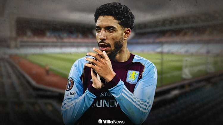 Omar Marmoush wearing an Aston Villa shirt