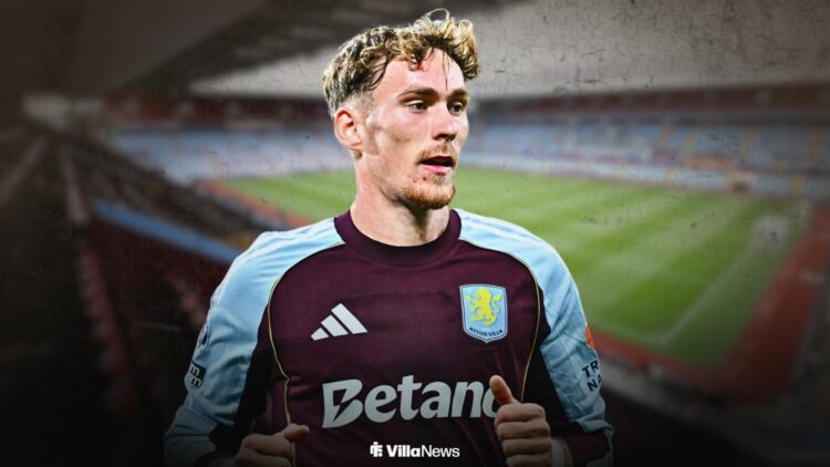 James Garner in an Aston Villa shirt