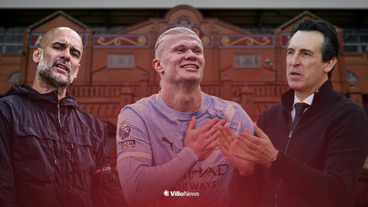 Pep Guardiola, Unai Emery and Erling Haaland