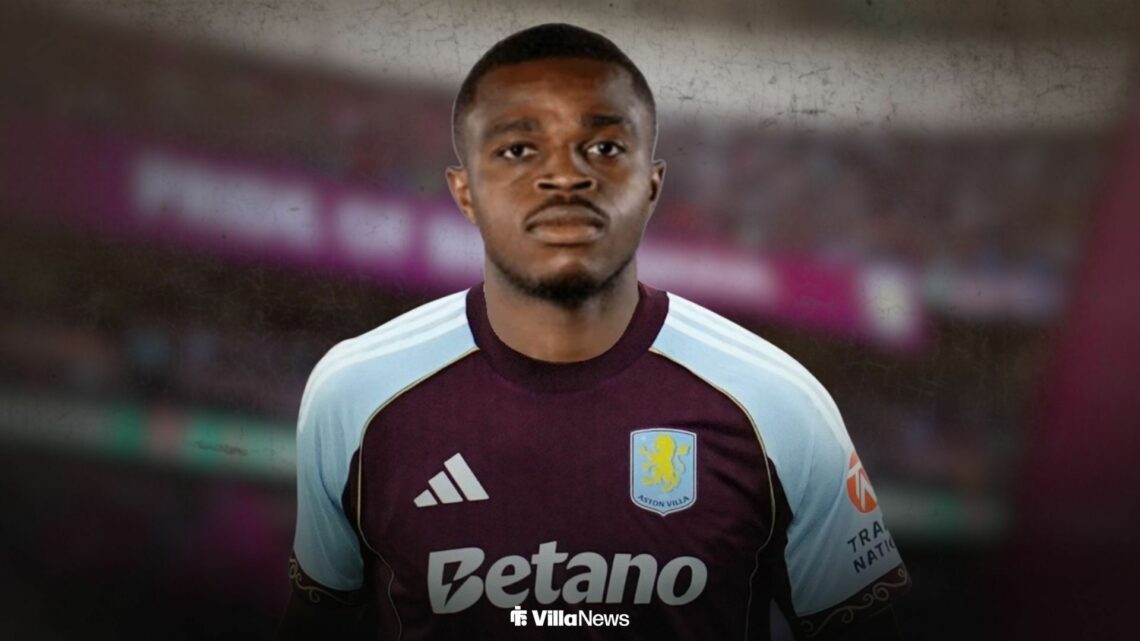 Pierre Kalulu in an Aston Villa shirt.