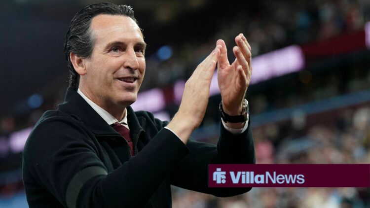 Unai Emery applauding Aston Villa fans