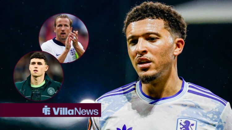 Jadon Sancho with Phil Foden and Harry Kane in circular insets