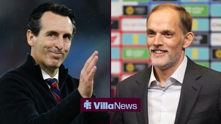 Unai Emery looking content in the direction of Thomas Tuchel.