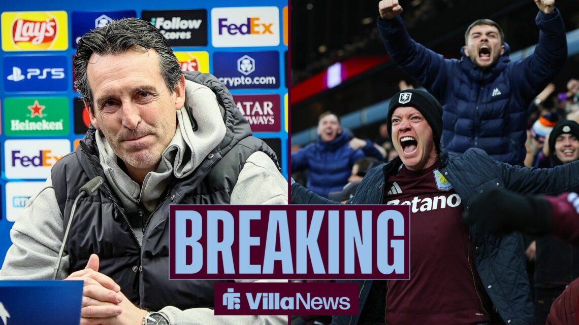 Unai Emery and Aston Villa fans cheering