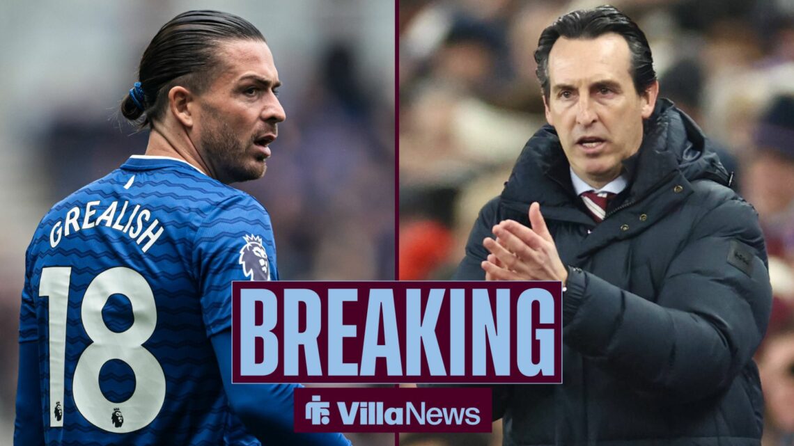 Jack Grealish and Unai Emery in a split image