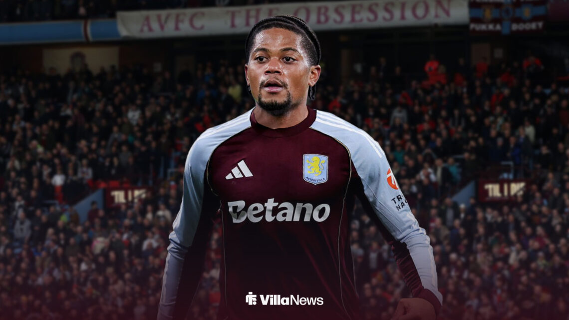 Leon Bailey with Villa Park in the background.