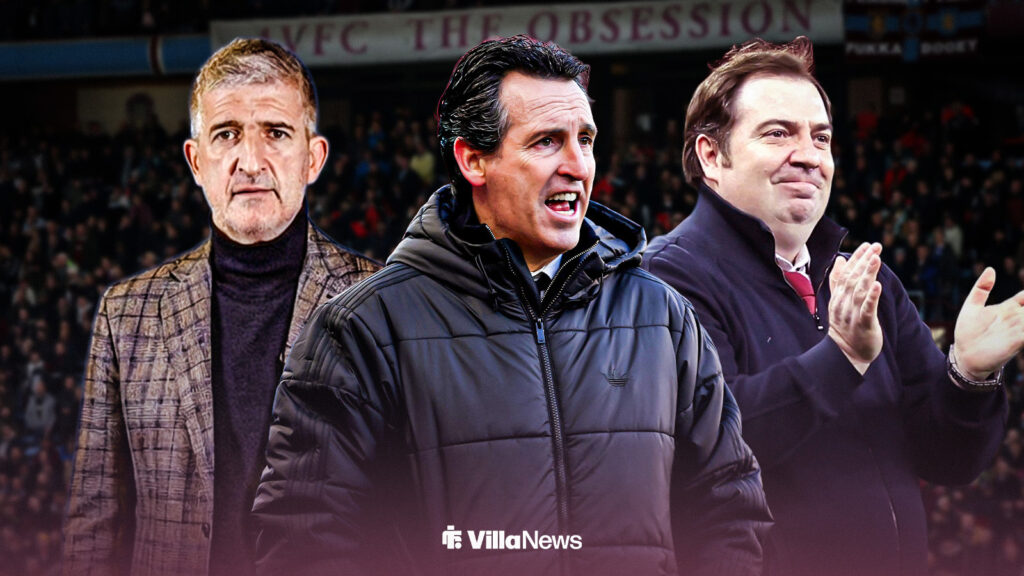 Unai Emery, with Roberto Olabe and Damian Vidagany alongside him