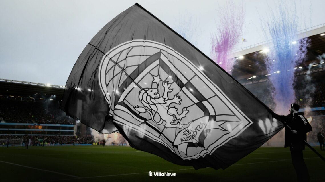 Aston Villa flag being waved at Villa Park