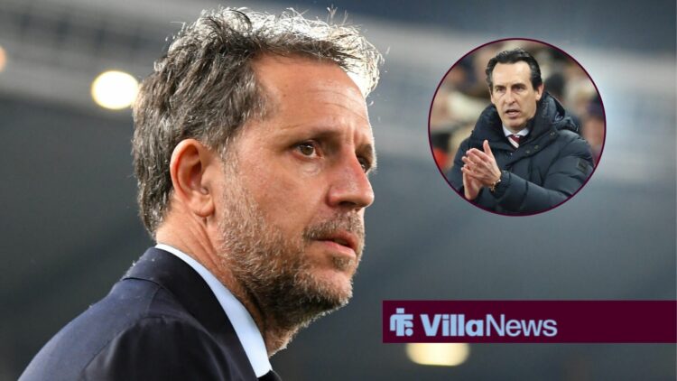 Fiorentina chief Fabio Paratici and Aston Villa boss Unai Emery