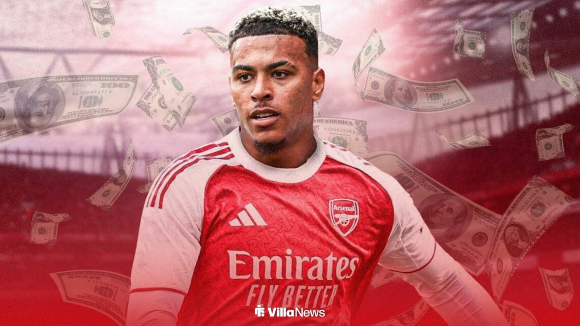 Morgan Rogers in an Arsenal shirt at the Emirates Stadium