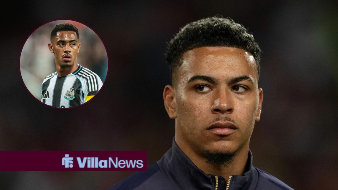 Newcastle's Jacob Ramsey looks on (inset picture) and a stern-looking Morgan Rogers of Aston Villa