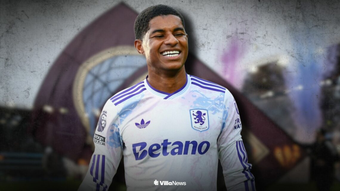 Marcus Rashford in an Aston Villa shirt