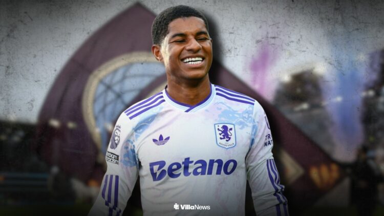 Marcus Rashford in an Aston Villa shirt