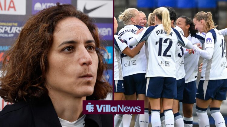 Under pressure Aston Villa Women boss Natalia Arroyo looks nervous and Tottenham's players