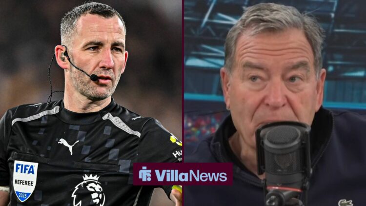 West Ham United v Fulham - Premier League Chris Kavanagh, the match referee, gestures and talkSPORT presenter Jeff Stelling