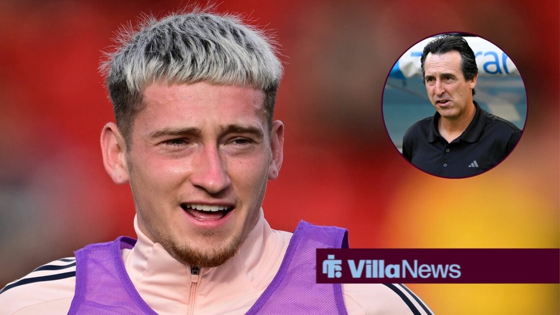 Louie Barry in pre-season for Aston Villa with Unai Emery in frame