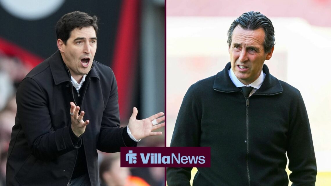 Unai Emery next to Andoni Iraola