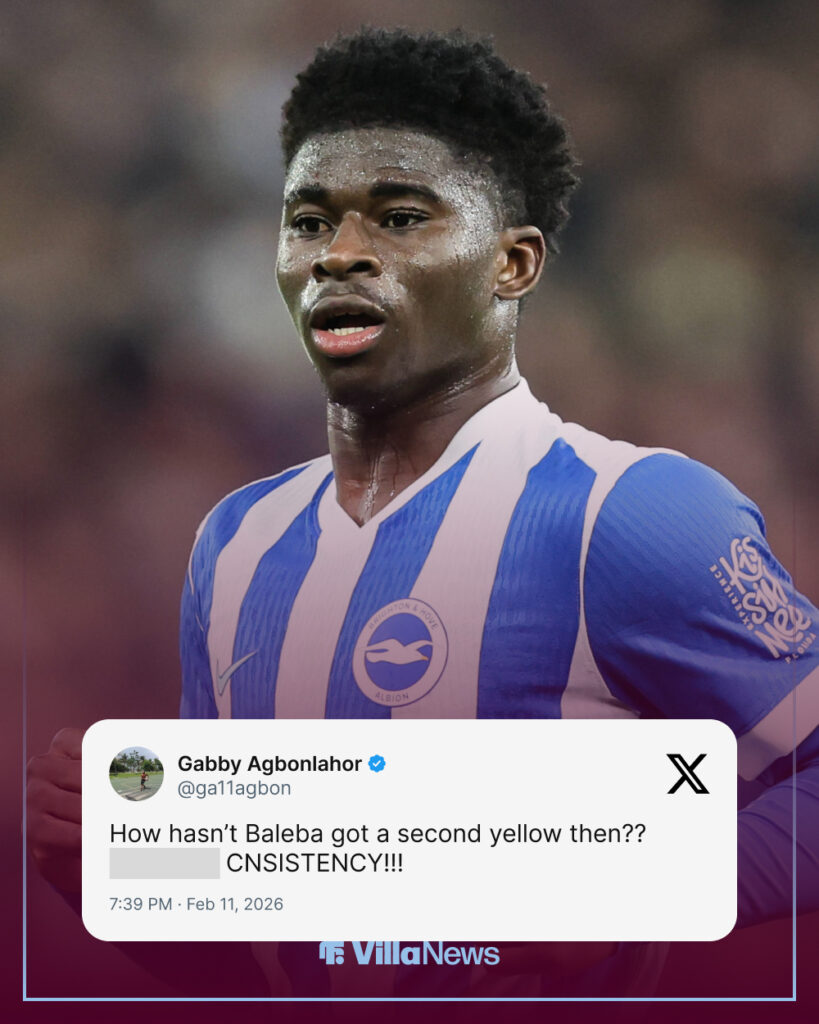 Brighton star Carlos Baleba in action, Gabby Agbonlahor's X post underneath.