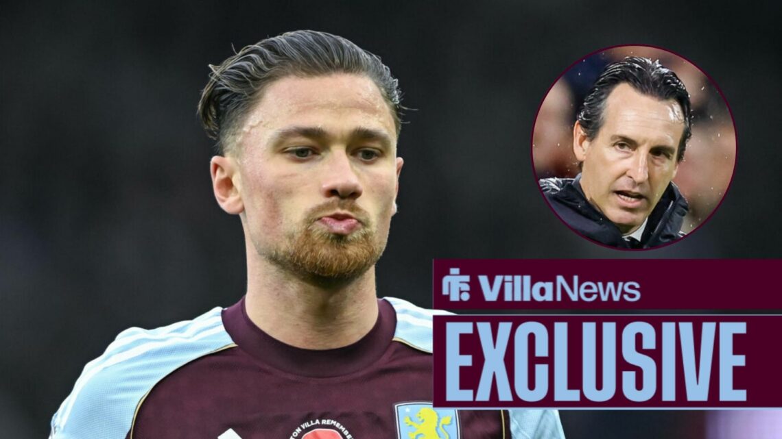 Matty Cash in action for Aston Villa, Unai Emery of Aston Villa coaching his team during the Go Ahead Eagles match.