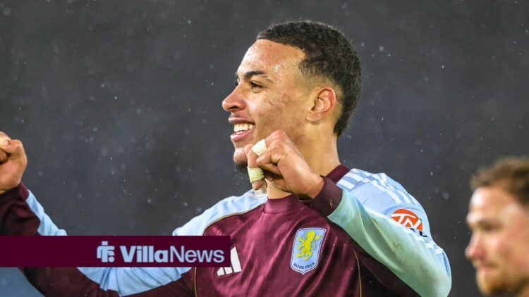 Morgan Rogers of Aston Villa celebrates the win during the Premier League match Leeds United vs Aston Villa at Elland Road, Leeds, United Kingdom, ...