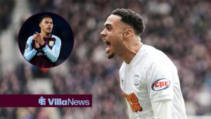 Morgan Rogers claps while Lewis Dobbin celebrates scoring