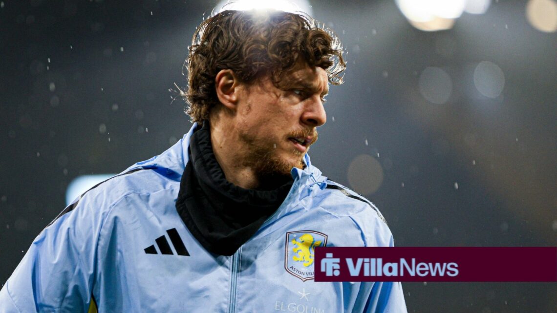 Victor Lindelof Aston Villa warms up during the Premier League football match between Wolverhampton Wanderers and Aston Villa at Molineux stadium i...
