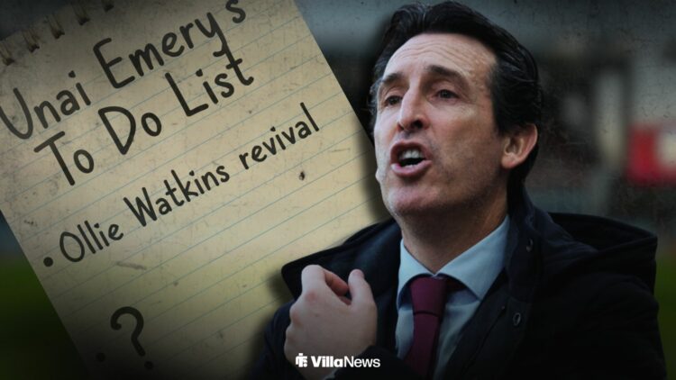 Unai Emery shouting standing infront of a to-do list at Aston Villa