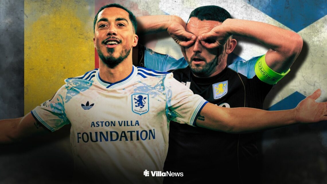 Youri Tielemans celebrating playing for Aston Villa alongside John McGinn celebrating playing for Aston Villa